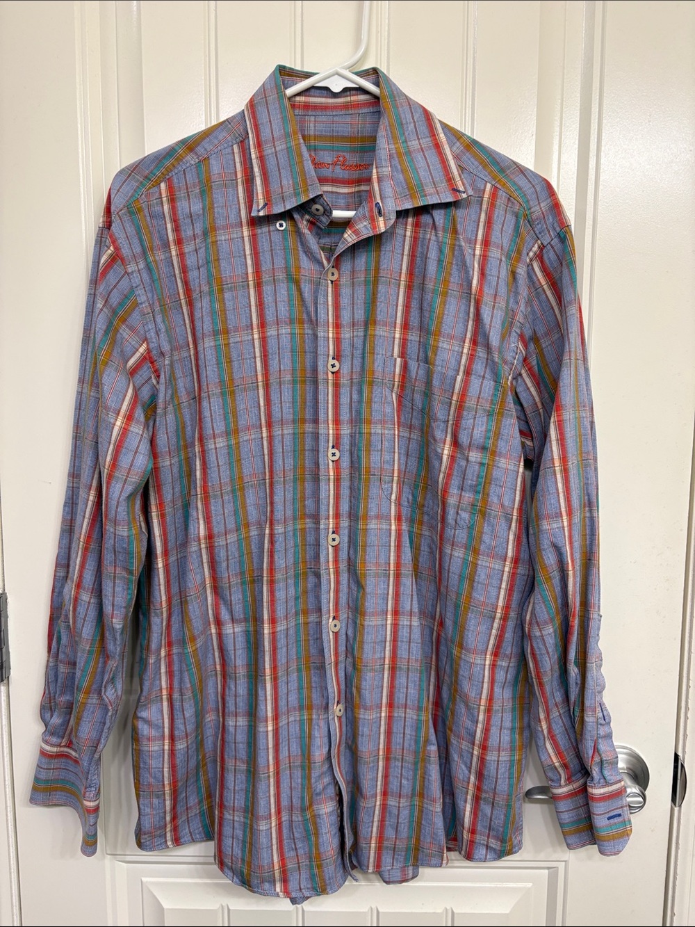 Alan Flusser Blue Multicolor Plaid Button-Down Shirt